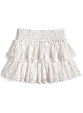 インパン裏地付きティアードフリルレースミニスカート