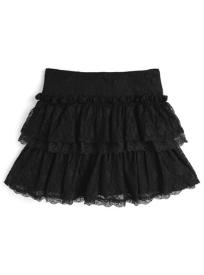 インパン裏地付きティアードフリルレースミニスカート