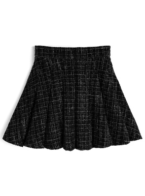 インパン裏地付きツイードプリーツミニスカート