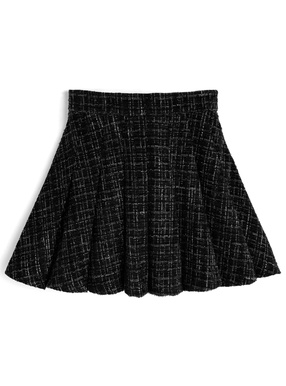 インパン裏地付きツイードプリーツミニスカート