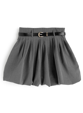 ベルト&インパン裏地付きバルーンミニスカート
