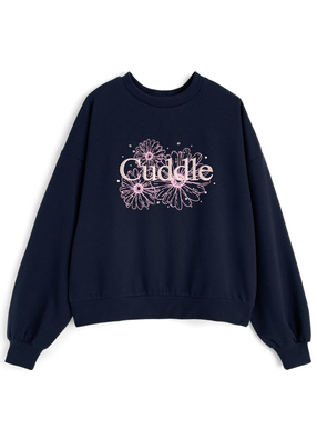 フラワープリントロゴ刺繍スウェットトップス