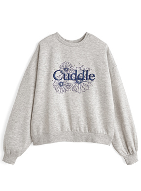 フラワープリントロゴ刺繍スウェットトップス