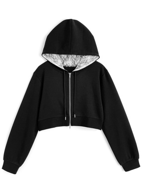 フードレースダブルジップスウェットパーカー