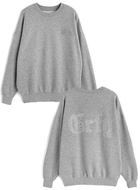 ラインストーンロゴスウェットトップス