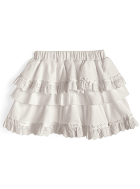 インパン裏地付きティアードフリルレースミニスカート