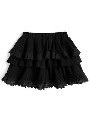 インパン裏地付きティアードフリルレースミニスカート