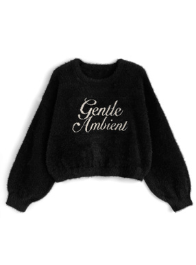 ロゴシャギーニットトップス