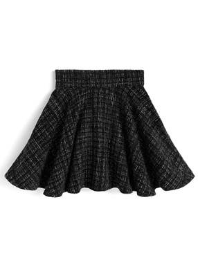 インパン裏地付きバックリボンツイードフレアミニスカート