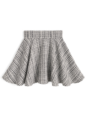 インパン裏地付きバックリボンツイードフレアミニスカート