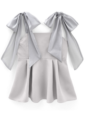 オーガンジーリボンショルダーペプラムビスチェ