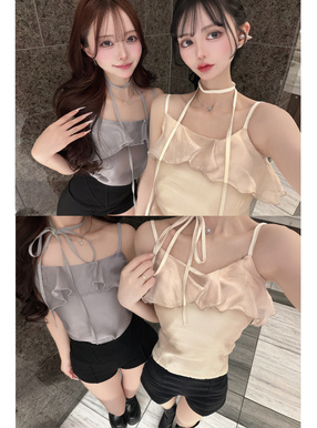 タイ付きフリルキャミソール