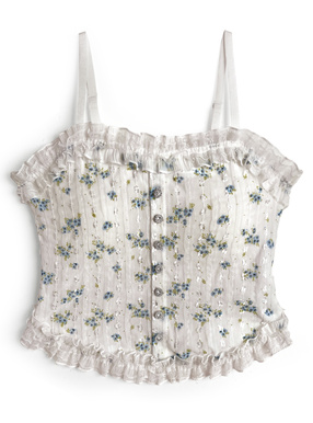 カップ付き小花柄レースフリルキャミソール