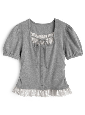 レースレイヤード風リボントップス