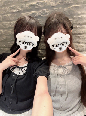 レースレイヤード風リボントップス