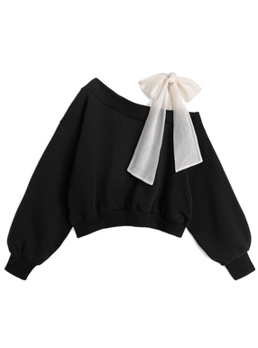 2Wayショルダーリボンスウェットトップス