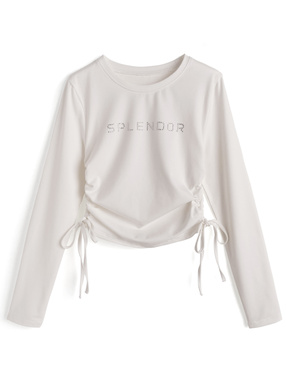 ラインストーンロゴサイドドロストTシャツ