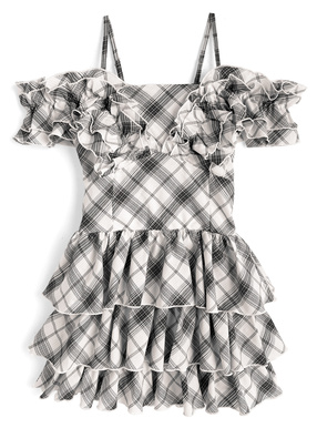 2Wayチェック柄フリルティアードミニワンピース