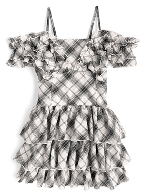 2Wayチェック柄フリルティアードミニワンピース