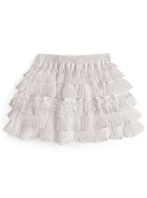 インパン裏地付きレースフリルティアードミニスカート