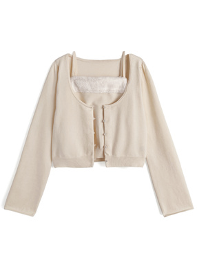 ファーキャミソール×カーディガンニットアンサンブル