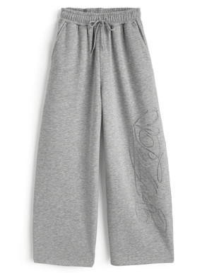 ラインストーンロゴスウェットカーブパンツ