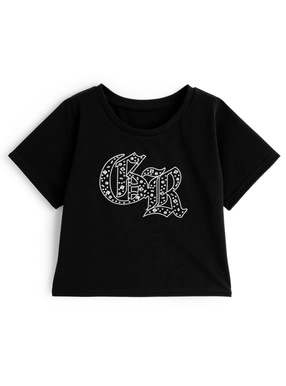 ビジューロゴ刺繍Tシャツ