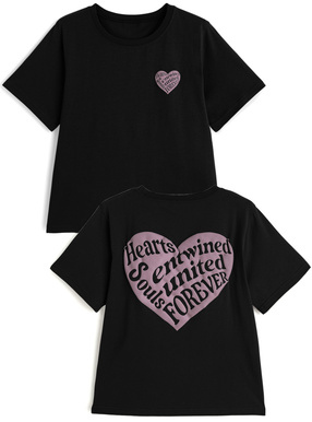 発泡ハートロゴプリントTシャツ