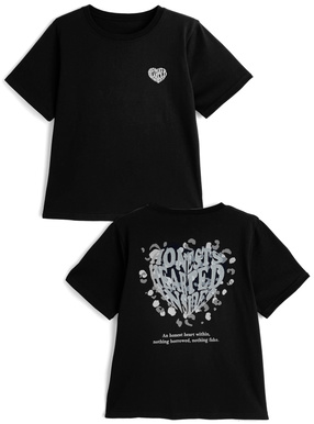 ラメレオパードハートロゴプリントTシャツ