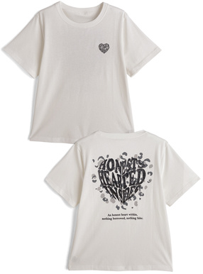 ラメレオパードハートロゴプリントTシャツ