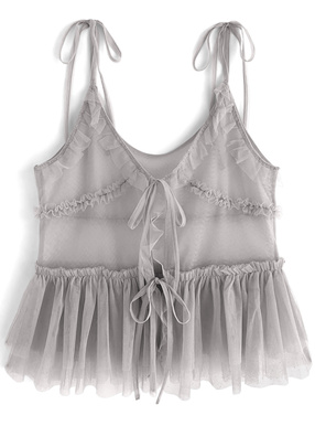 チュールフリルペプラムビスチェ