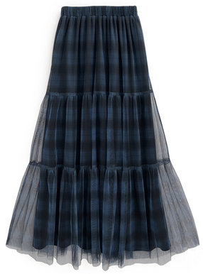チュールチェック柄ティアードスカート