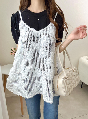花柄刺繍メッシュビスチェ