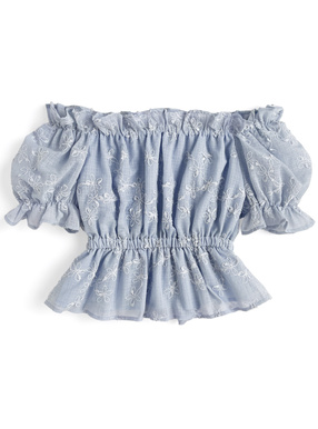 2way花柄刺繍シアーオフショルブラウス