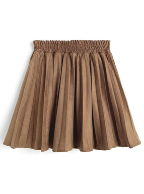 インパン裏地付きスエードプリーツミニスカート