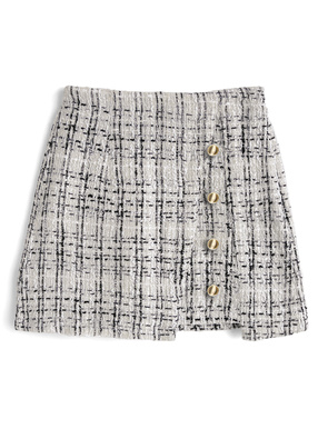 インパン裏地付きツイードラップ風タイトスカート