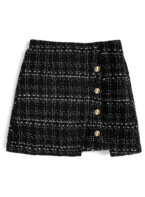 インパン裏地付きツイードラップ風タイトスカート