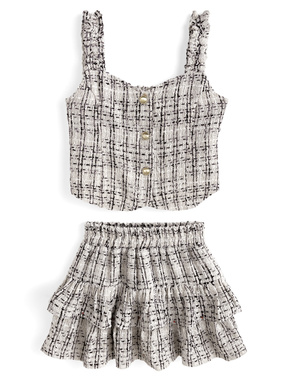 ツイードビスチェ×インパン裏地付きフレアミニスカートセットアップ