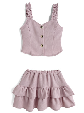 ツイードビスチェ×ティアードフリルスカートセットアップ