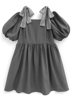 オフショルダーリボンフレアミニワンピース