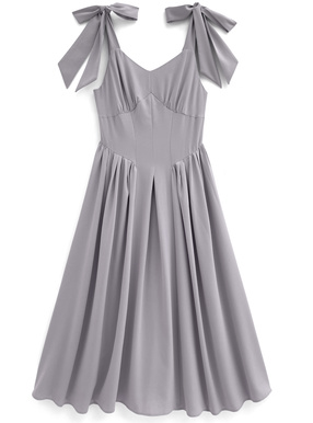 ショルダーリボンフレアワンピース