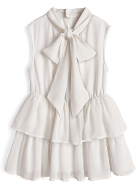 2Wayボウタイノースリーブペプラムティアードチュニック