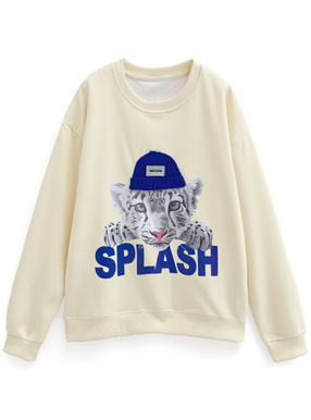 ニット帽タイガーロゴプリントスウェットトップス