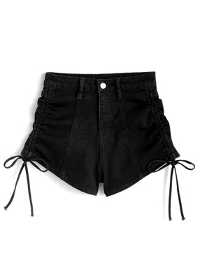 ドロストリボンデニムショートパンツ