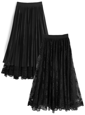 リバーシブル花柄レースロングスカート