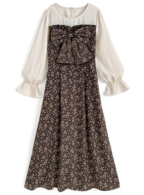 花柄ビッグリボンドッキングワンピース