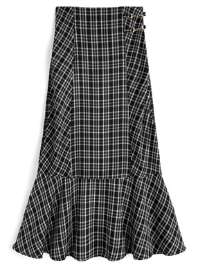 チェック柄ビットマーメイドスカート