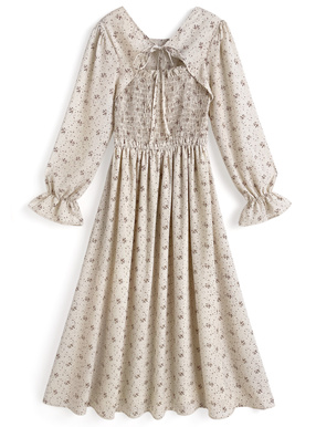 花柄フロントオープンシャーリングワンピース