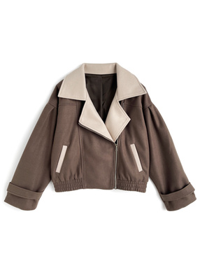 配色フェイクウールジャケット