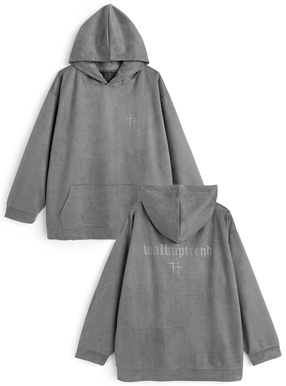 ロゴプリントスエードトップス